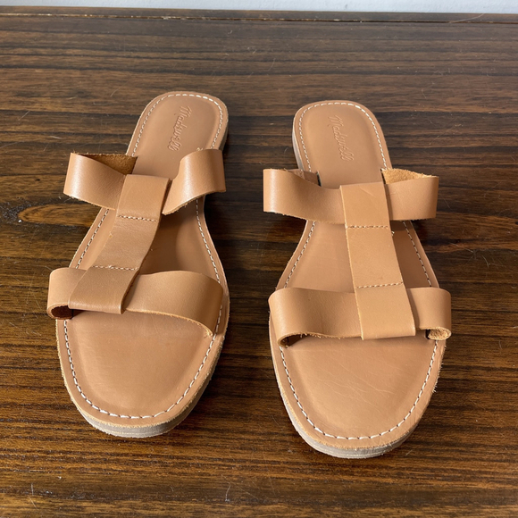 NWOT Madewell The Boardwalk T-Strap Slide Sandal Tan Brown Women’s 10.5 - Picture 3 of 9